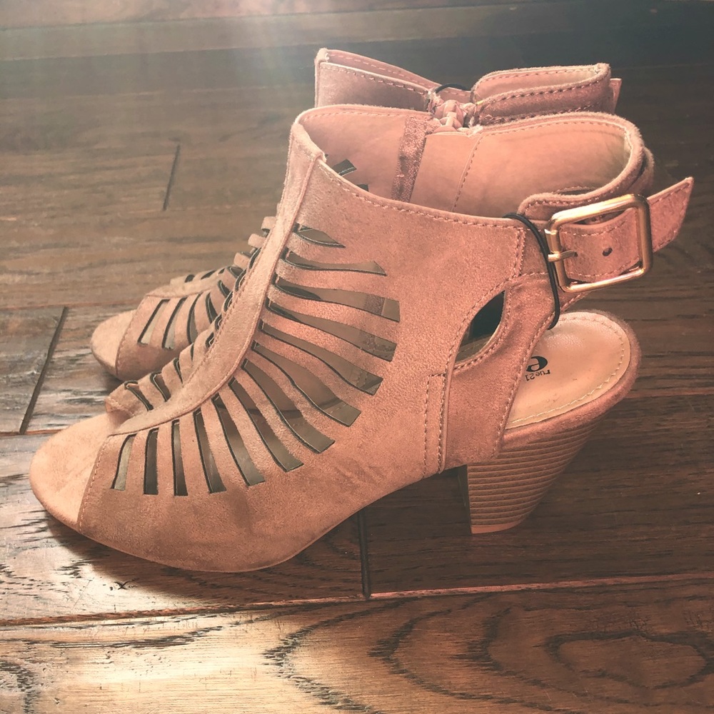 Tan Faux Suede Heels